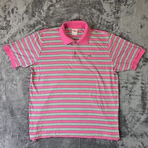 Vintage Lacoste Polo Shirt Size XL Pink and Green Striped
